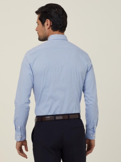 Picture of NNT Mens Avignon Gingham Check Stretch Long Sleeve Slim Shirt